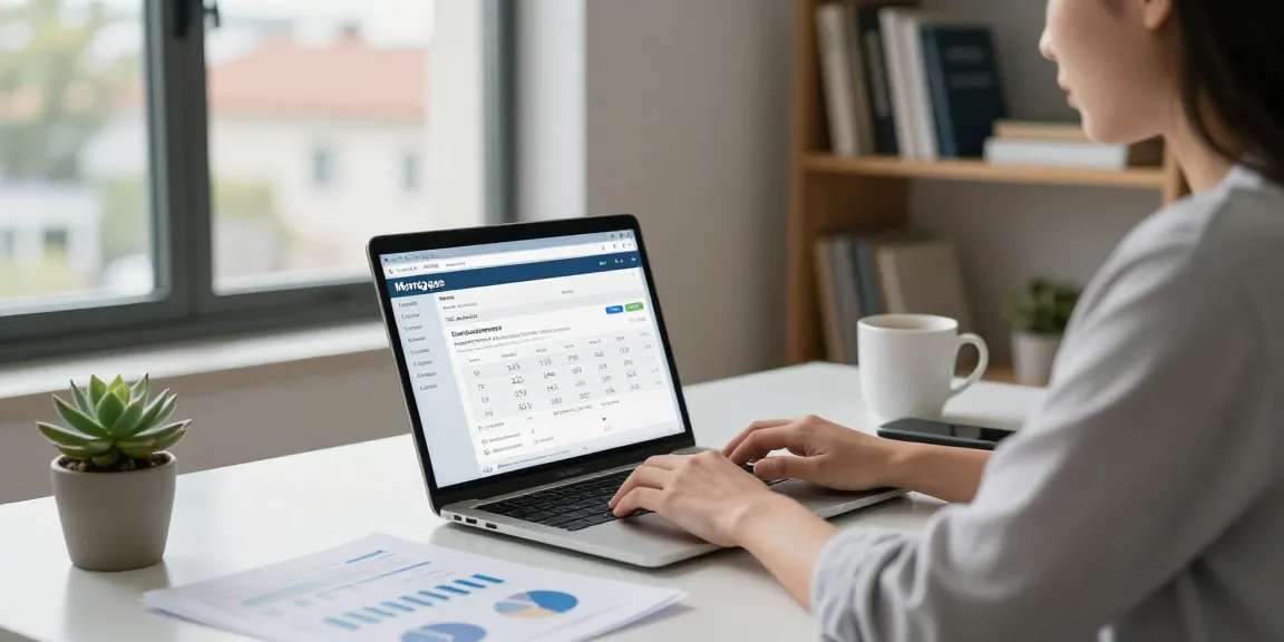 Using a simulador hipoteca in a modern home office for mortgage calculations.