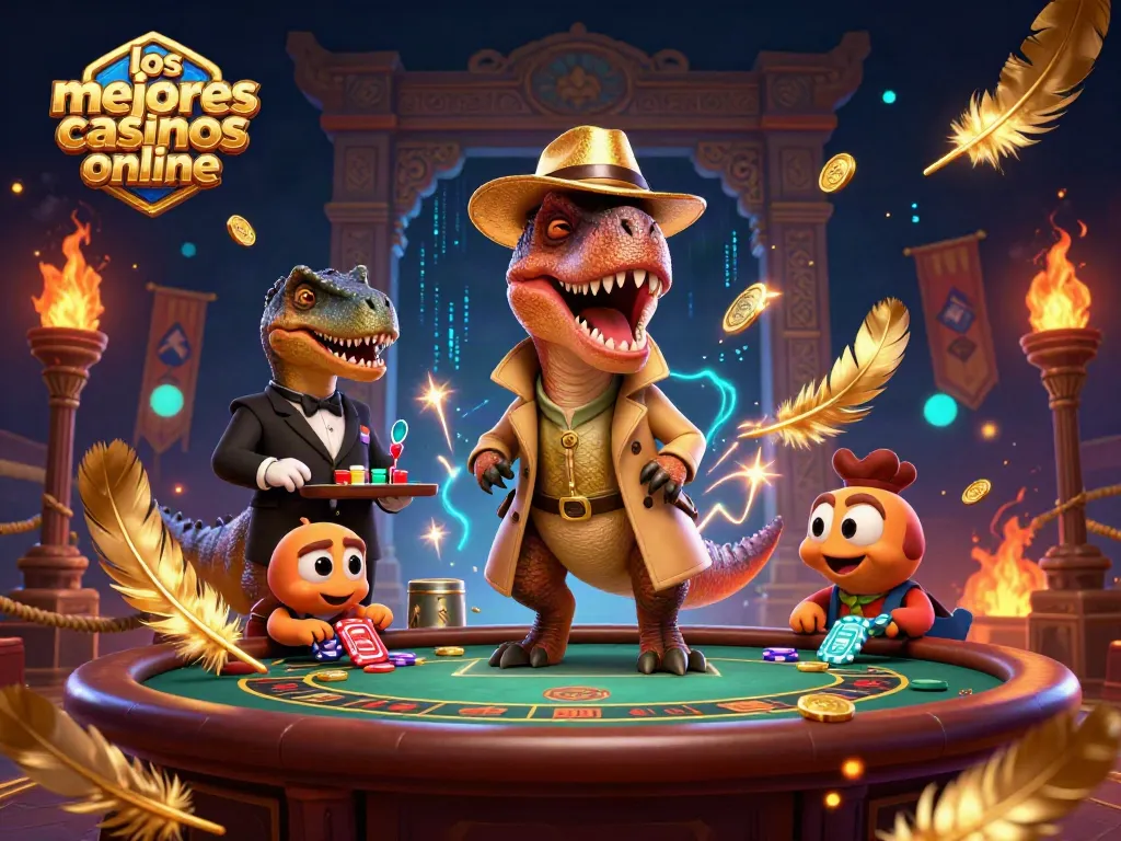 Los mejores casinos online ofrecen acción emocionante con un velociraptor intentando ganar en blackjack.