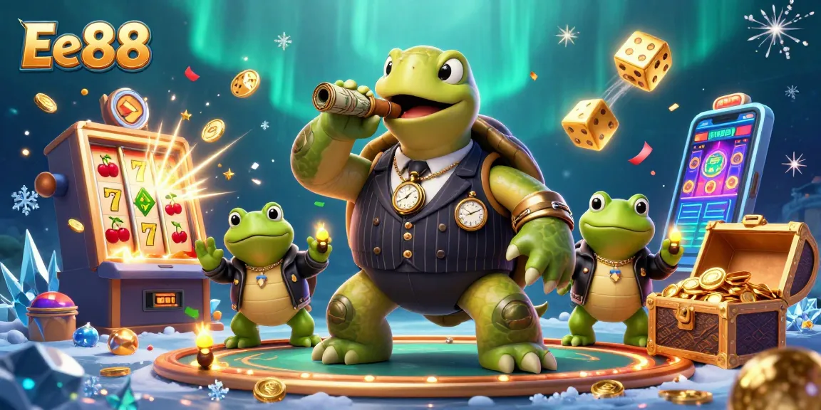 Engage with Ee88's immersive casino scene featuring vibrant slot machines and dynamic characters.