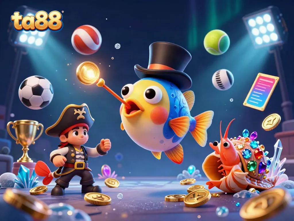 Experience thrilling gaming at TA88 with a vibrant underwater scene featuring exciting animated characters.