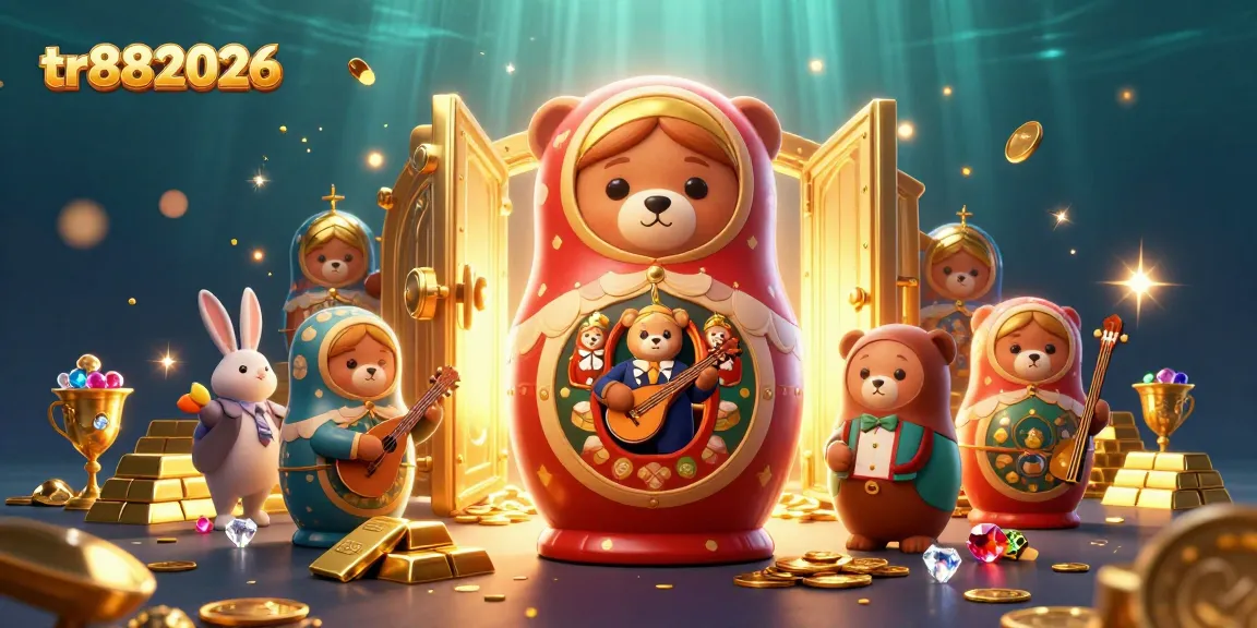 Experience engaging casino action with tr882026 in a colorful 3D illustration featuring unique characters and treasures.