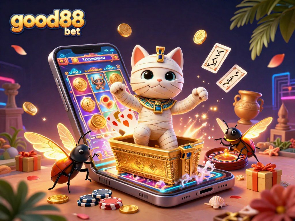 Experience the excitement of good88 bet through vibrant 3D casino imagery and captivating game elements.