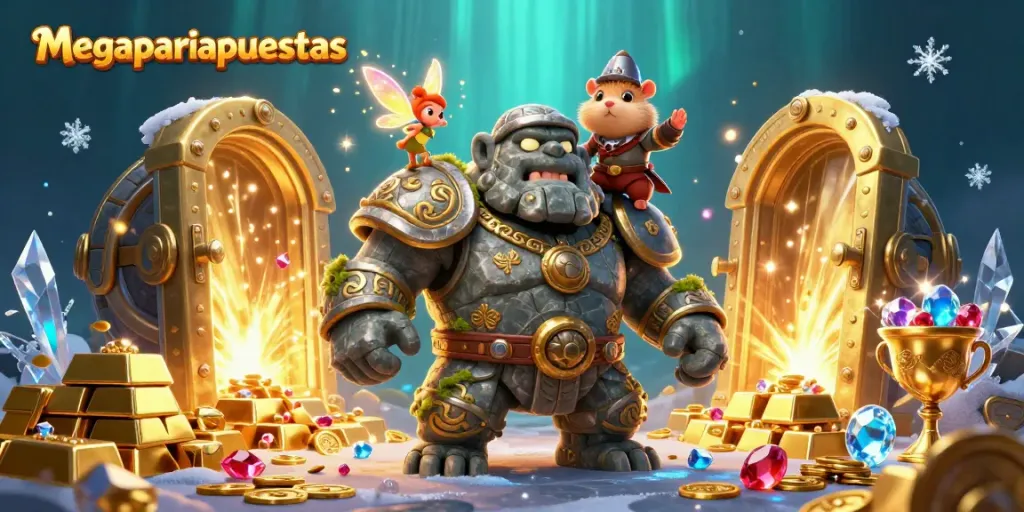 Disfruta de la experiencia de apuestas con la aplicación megapariapuestas en una escena mágica y llena de tesoros.