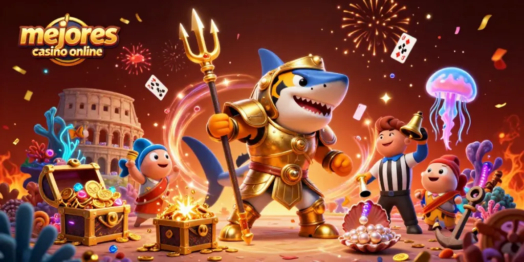 Sumérgete en los mejores casinos online con el tiburón gladiador y sus tesoros del océano.