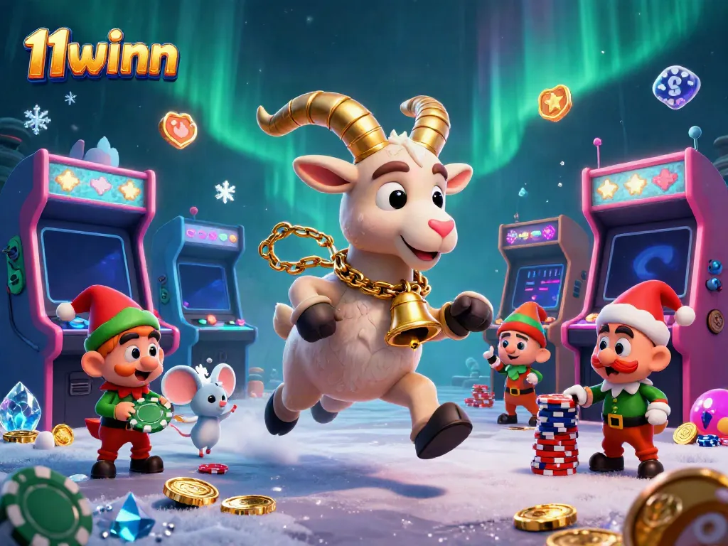 Engage in thrilling gambling at 11winn with cartoon characters in a lively casino scene.
