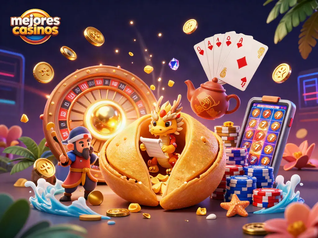 Experimenta la emoción de los mejores casinos con un dragón sabio y un galletón dorado.