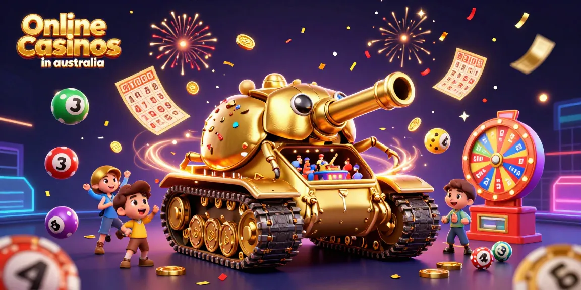 Experience the vibrant energy of online casinos in Australia through this dynamic 3D illustration.