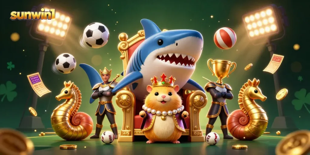 Check out the exciting sunwin1 action with a golden hamster king and seahorse guards!